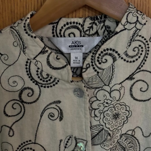 AKS Amy K Su Jacket 3/4 Sleeve Linen Blend Jacket 1X - Picture 9 of 11
